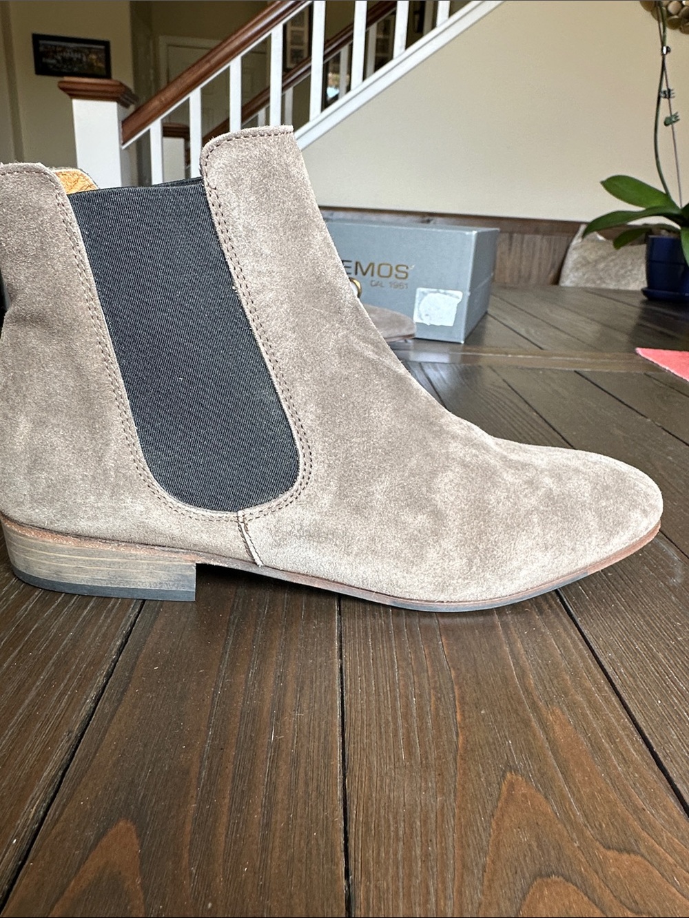 Taupe Suede Chelsea Ankle Boot with Elastic Side Panel